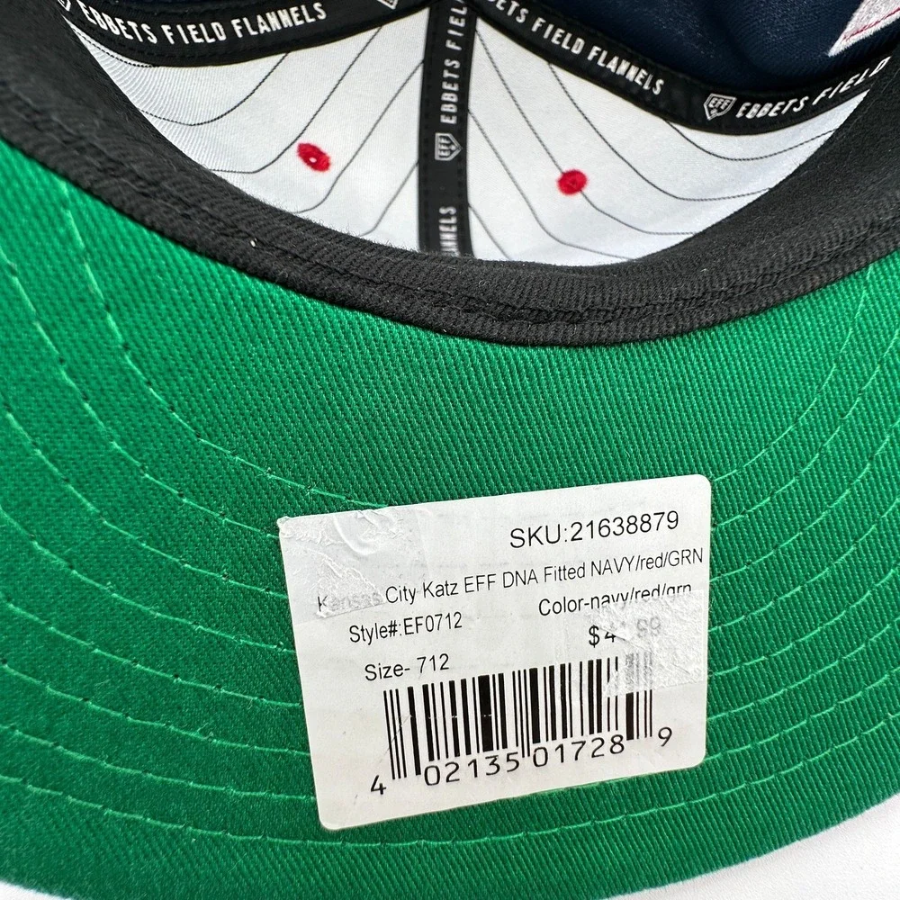 Kansas City Katz Baseball Fitted Hat Size 7 1/2 Ebbets Field Flannels DNA NEW